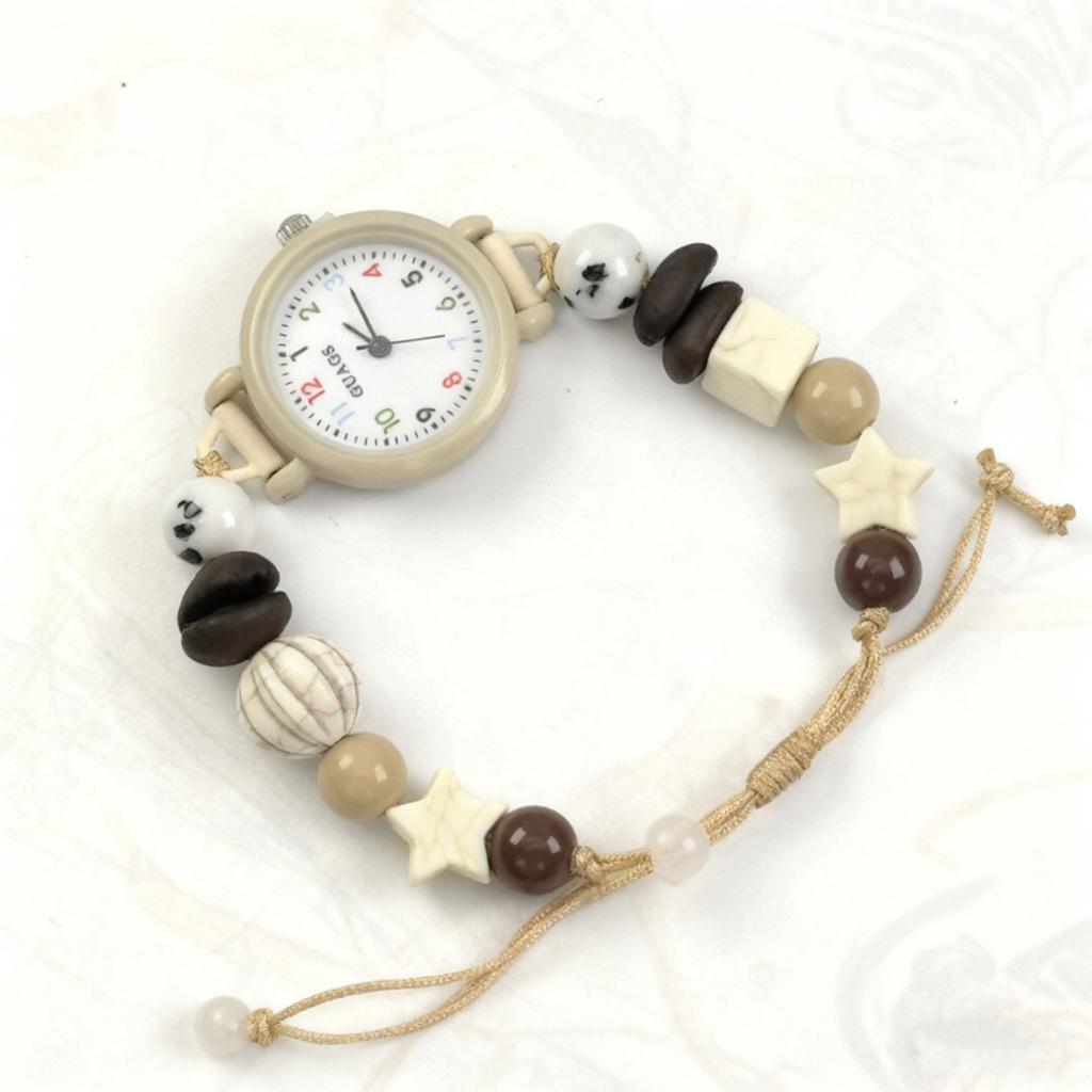 Fashion Dopamine Bracelet Watch Beaded Adjustable Star Heart Chain Watch Pendant Quartz Watch Women Girls Digital Wristwatches
