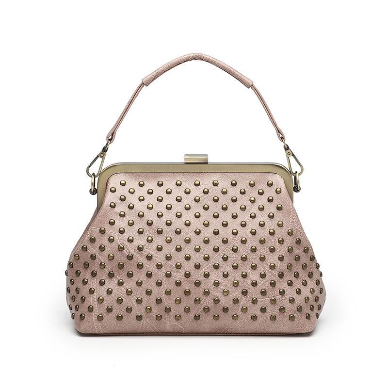 New PU Soft Leather Rivet Clip Bag Versatile Single Shoulder Crossbody Bag for Women