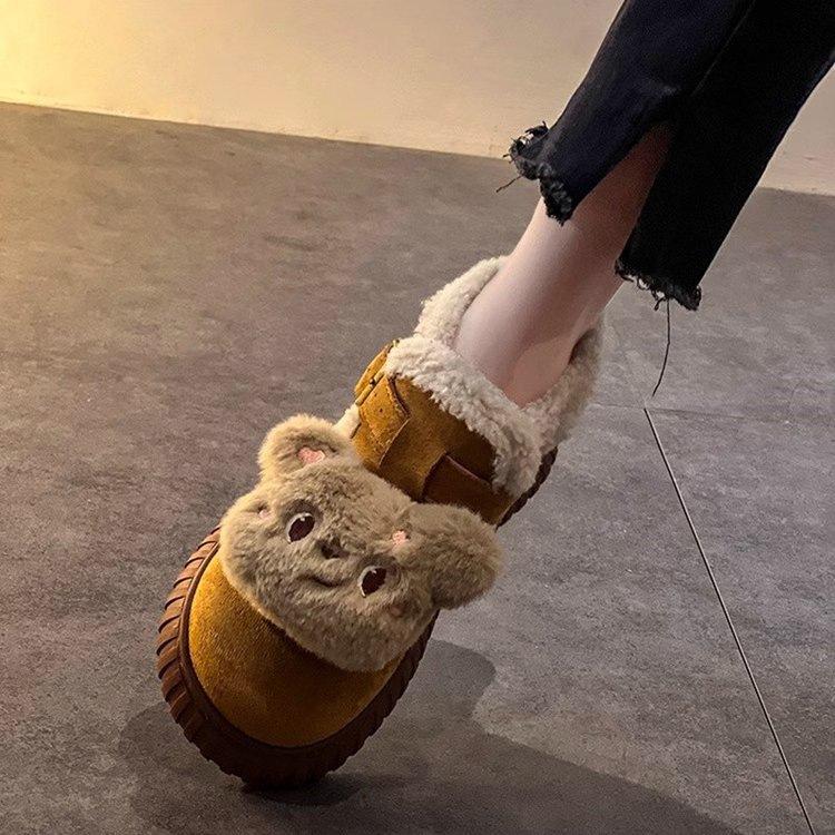 Beliebte Plüsch-Schneestiefel mit dicker Sohle für Damen, plüschig und verdickt, 2025 Winter neu, Oberbekleidung, warme und rutschfeste kurze Baumwollschuhe