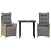 3 Piece Garden Dining Set with Cushions Beige Mix Poly Rattan