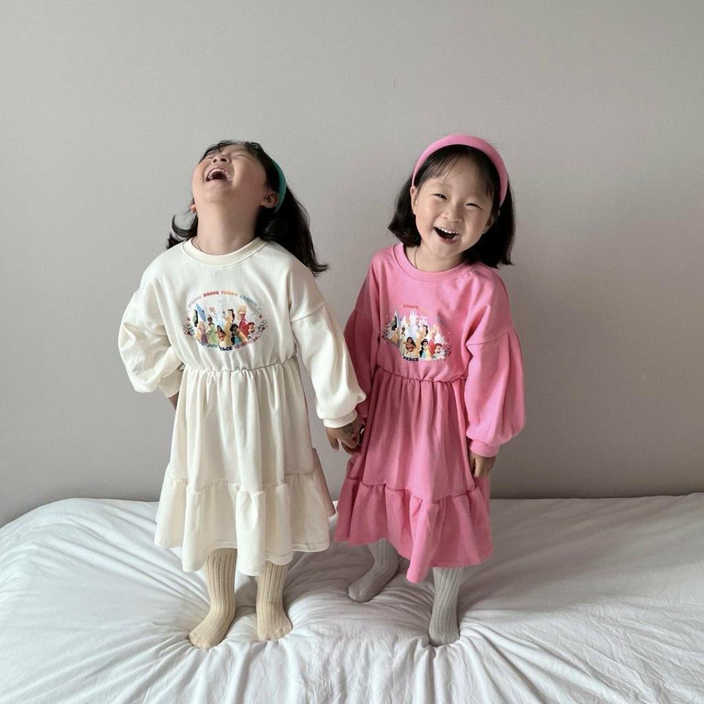 Reine Baumwolle Mädchen Langarm Prinzessinnenkleid - Stylischer Koreanischer Herbstrock