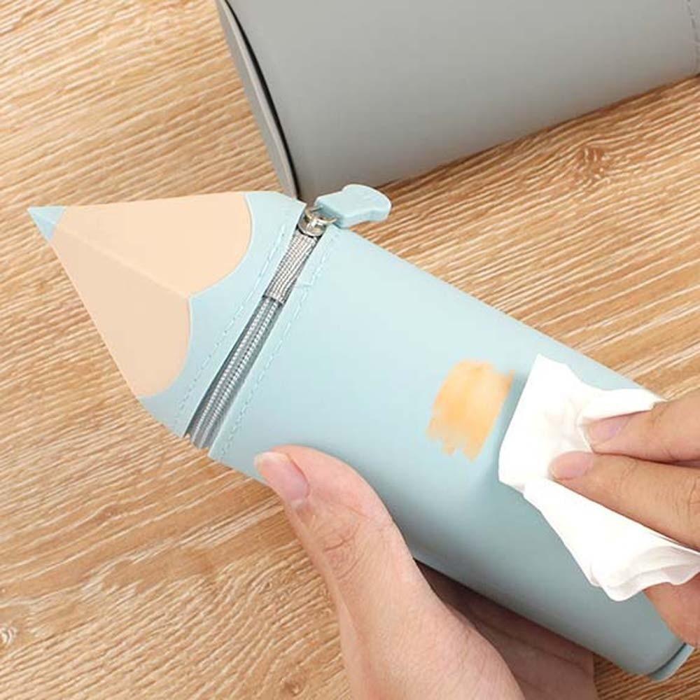 Large Capacity Pencil Shape Pen Holder Waterproof Pen Storage Bucket Makeup Brush Holder  Ruler