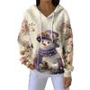 Women's Loose Comfortable Casual Fashion V-Neck Christmas Print Long Sleeve Hoodie