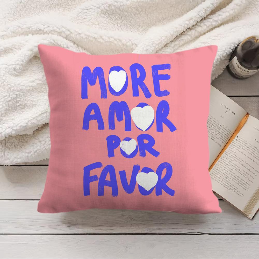 Colorful Maximalist More Amor Cushion Cover Short Plush DoubleSided Printing Home Machine Washable In Warm Winter Pillow Cover