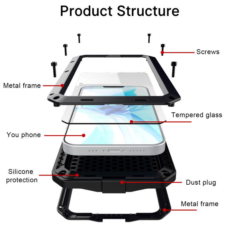 Applicable to Apple 16Pro iPhone15 4 3PROMax S24Ultra three-proof metal mobile phone case
