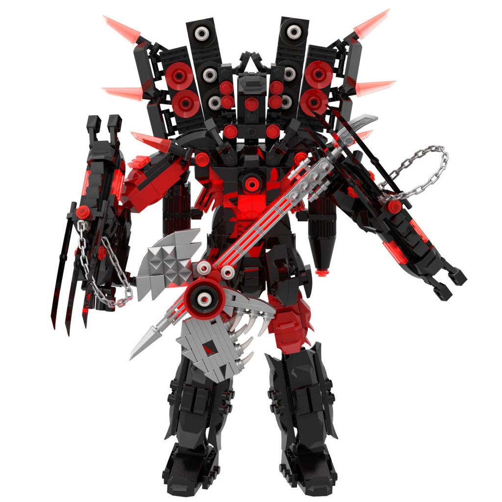 3.0 Titan Guitar Man Creative Skibidi Toilet Building Blocks Set Red Drill Man TV Monitor Model DIY Bricks Toy for Boy Xmas Gift