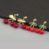 Nidin New Fashion Cherry Shape Glossy Drop Earrings For Women Female Anniversary Party Sweet Temperament Style Ear Jewelry Gifts