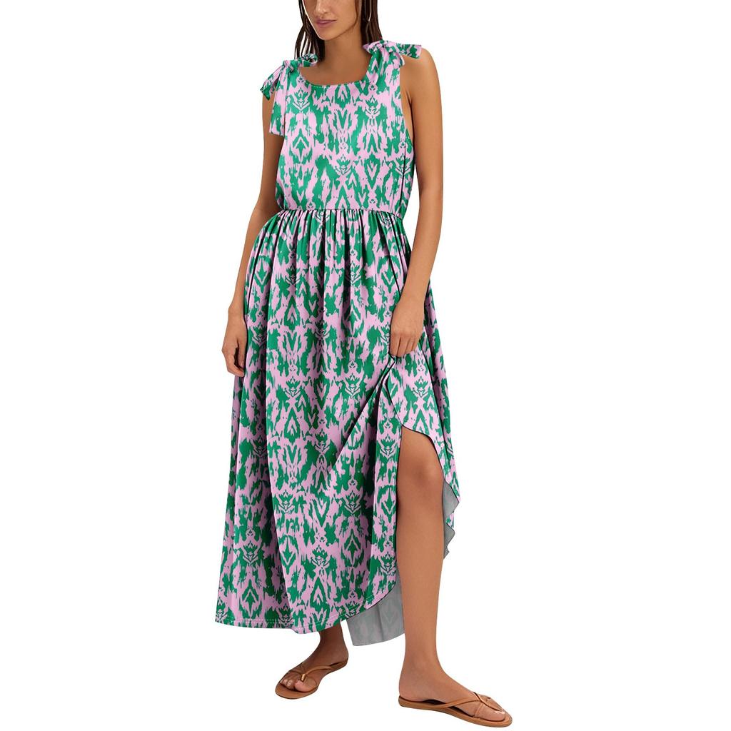 Women's Summer Fashion Tank Dress A-Line Sleeveless Casual Floral/Solid Pocket Dress