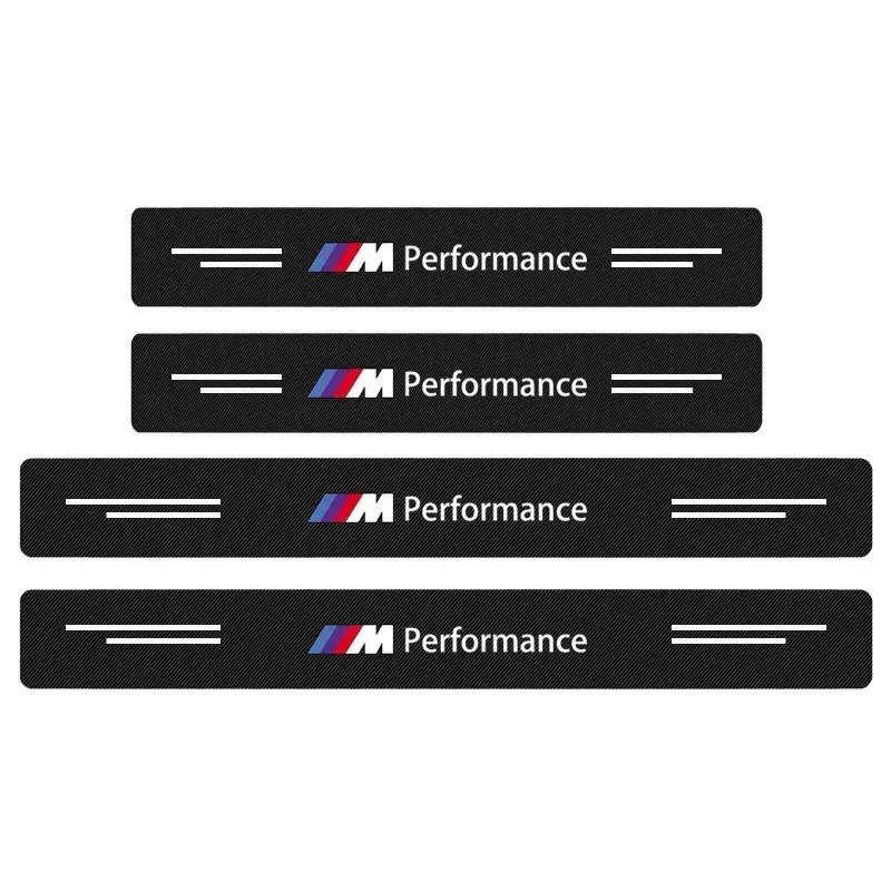 4P/Set Car Stickers Carbon Fiber Decal For BMW M M3 M5 E90 E91 E60 F10 F30 Door Sill Scuff Plate Covers Car Threshold Decor Trim