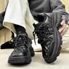 2025 Spring New Leather Shoes Men Hong Kong Style Low-Top Fashion Trend Casual Shoes Comfortable Versatile Platform Sneakers