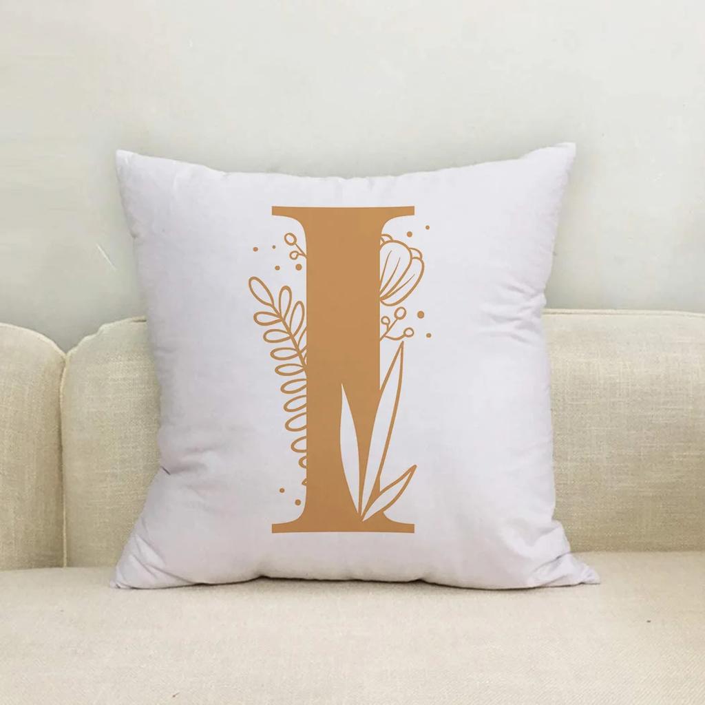 Heimdekoration Pflanze Alphabet A B C Muster Sofa Rückenkissenbezug Mode Frauen Kissen
