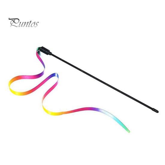 2 stk Cat Stick Interactive Toy Tosidig Rainbow Webbing Tease Ripebestandig Bittbestandig Underholdende Cat