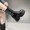 Fashion Womens Mid-calf Boots Fashion Motorcycle Boots High Quality Casual Leather Booties 12cm Height Increase Platform Boots for Women