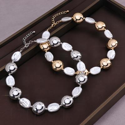 Irregular Baroque Pearl Splicing Metal Collar Niche Design Clavicle Chain Jewelry Necklace