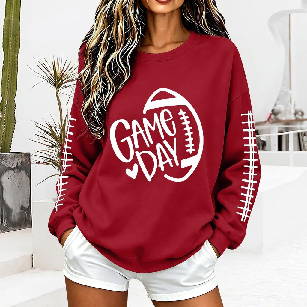Unisex Fashion Printed Neck Long Sleeve Sweatshirt Casual Pullover
