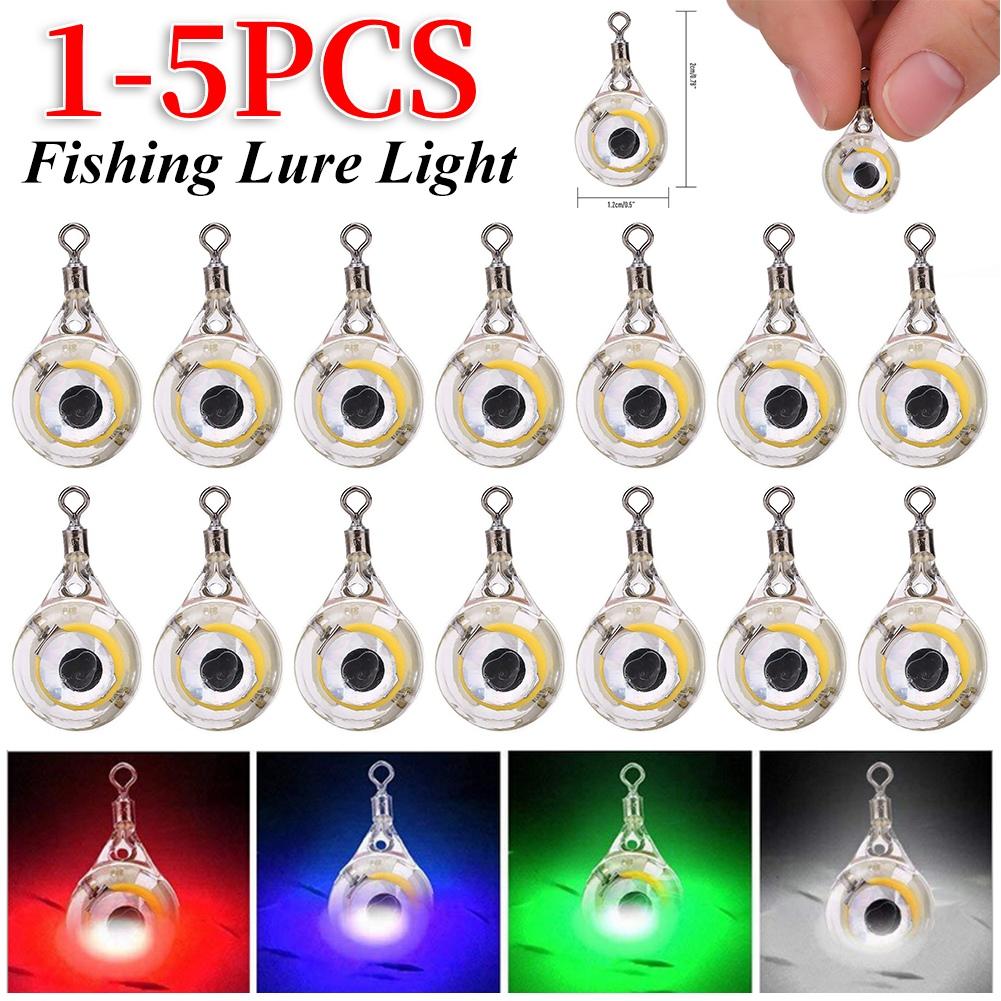 1-5pcs LED Attracting Fish Light Mini Deep Drop Underwater Eye Shape Fishing Light Squids Attractor Bait Luminous Lure Fish Lamp