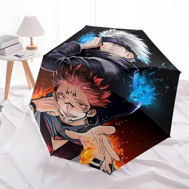 

1pc Jujutsu Kaisen Inspired Umbrella Automatic Opening Closing, Portable 3-Fold Design, 8-Bone Iron Frame, Outdoor, Perfect Gift for Fans, Travelers,