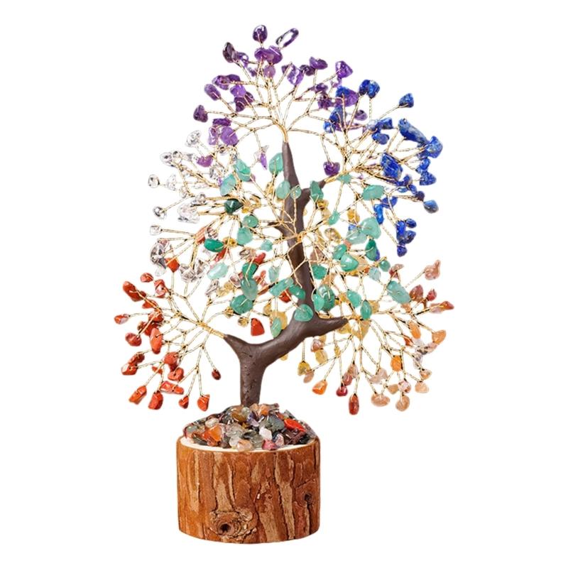 Fengshui Crystal Tree Figurine Bonsais Ornament for Attracting Wealth Good Luck Spiritual Gift Home and Office Decors