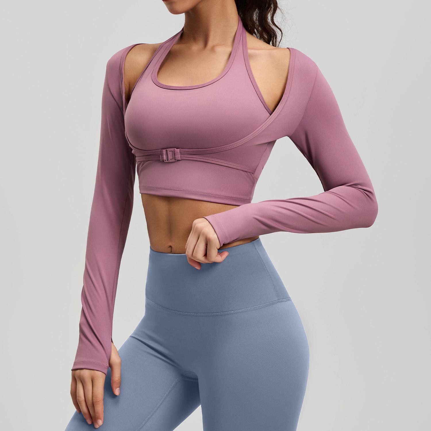 

Spring/Summer Two-Piece Sports Halter Top with Chest Pads | Breathable Pilates & Yoga Fitness Wear L