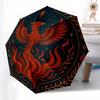 Phoenix Rising: Mystical Circular Artwork Umbrella, Portable 3-Fold Compact Umbrella for Men & Women R148