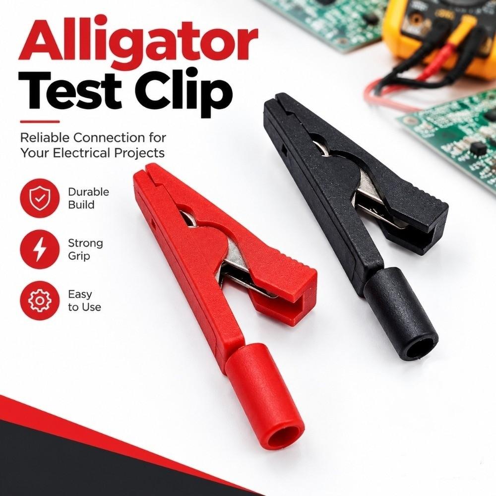 Mini Multimeter Probe Cable Insulated Banana Female Adapter Battery Test Clip for Battery Testing