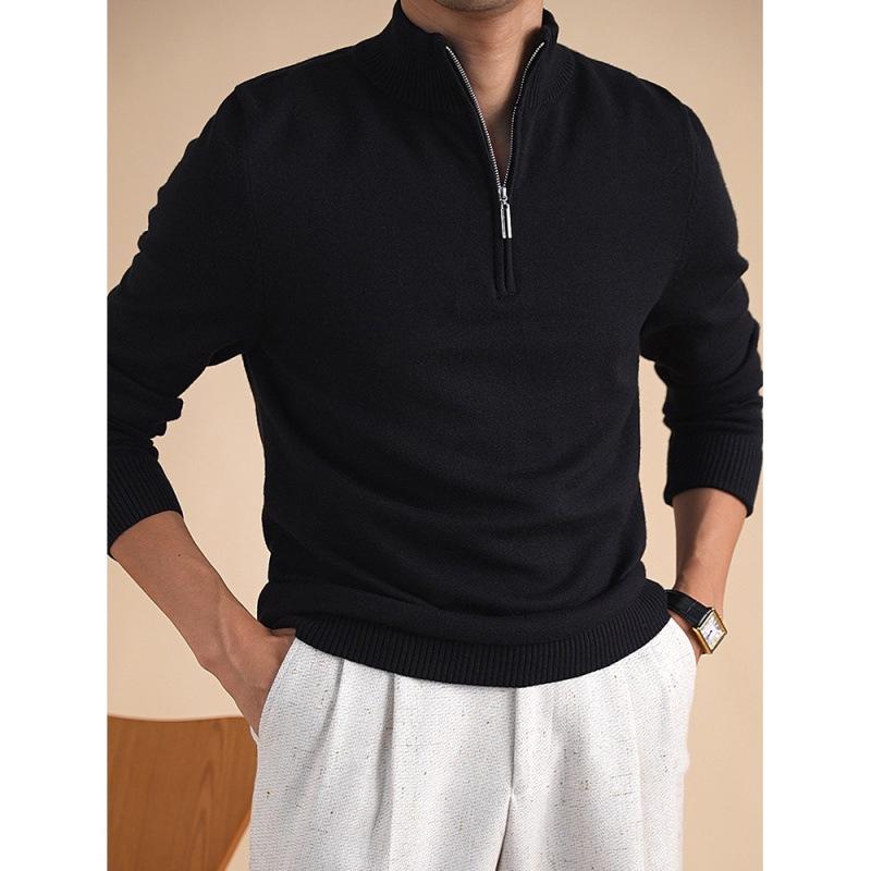 Men s Autumn/Winter Half-Zip Slim Fit Sweater - Anti-Pilling Long Sleeve Knitwear Large