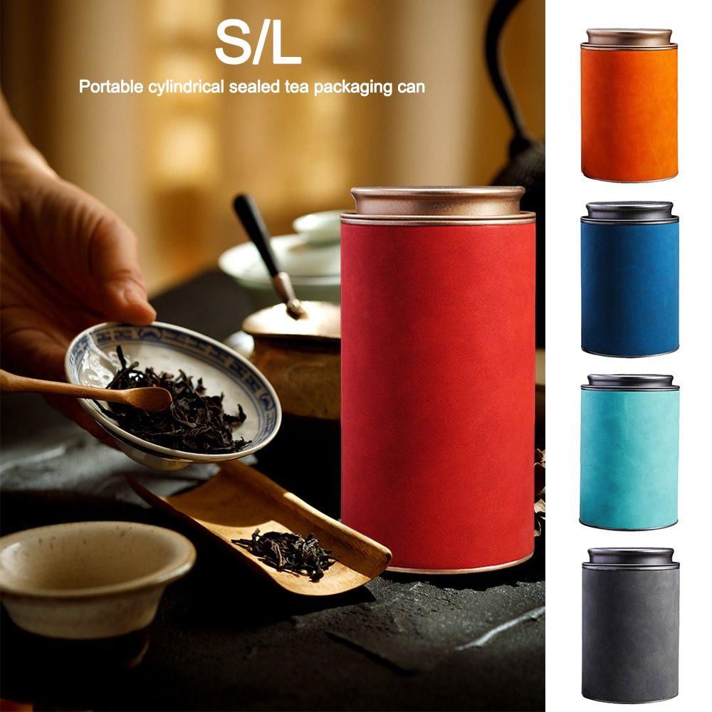 Te-krukke i blikk Rund Forseglet Te-boks Bærbar Te-boks for Hjem og Reise