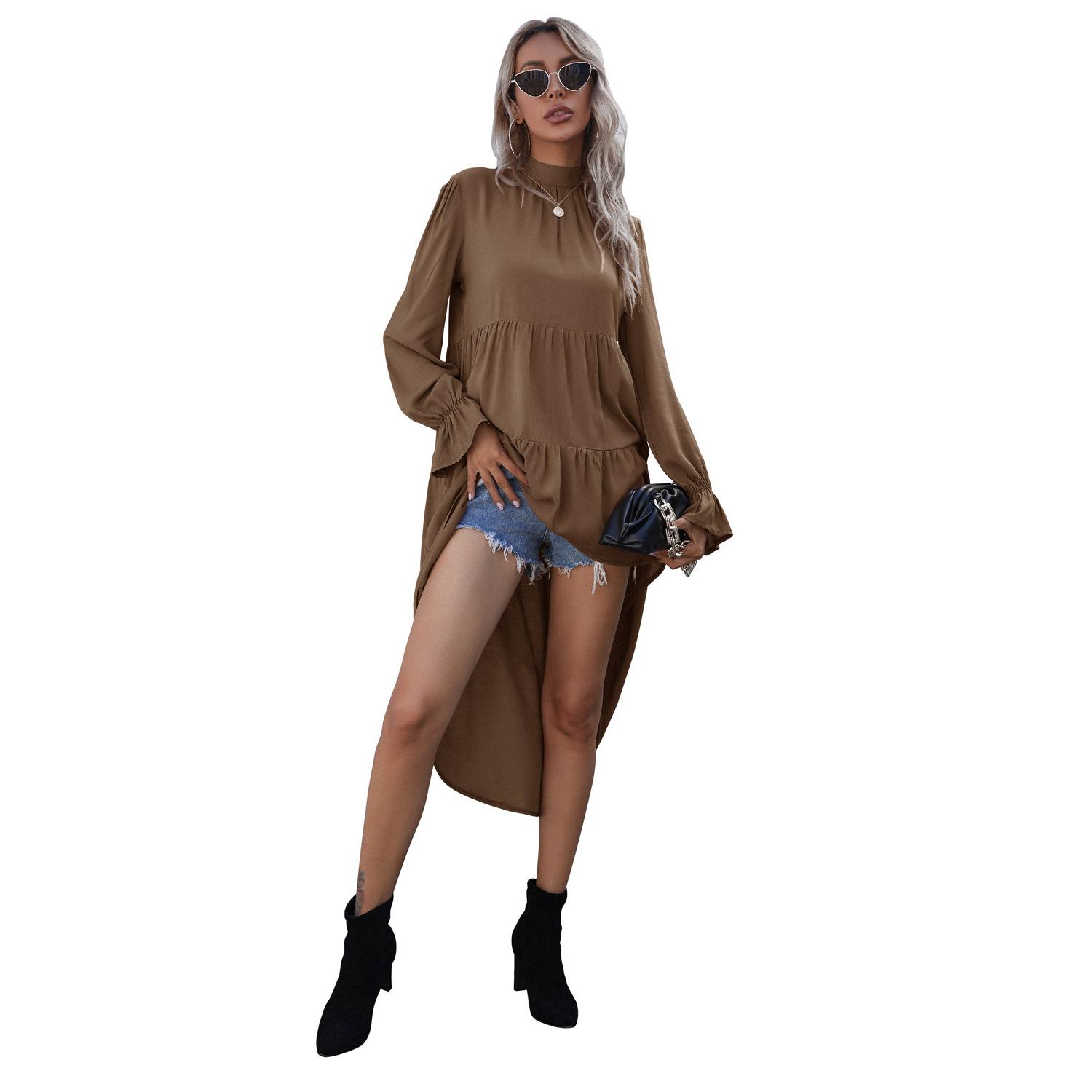 

Осенние и зимние платья в стиле пэчворк асимметричного кроя XL кофейный