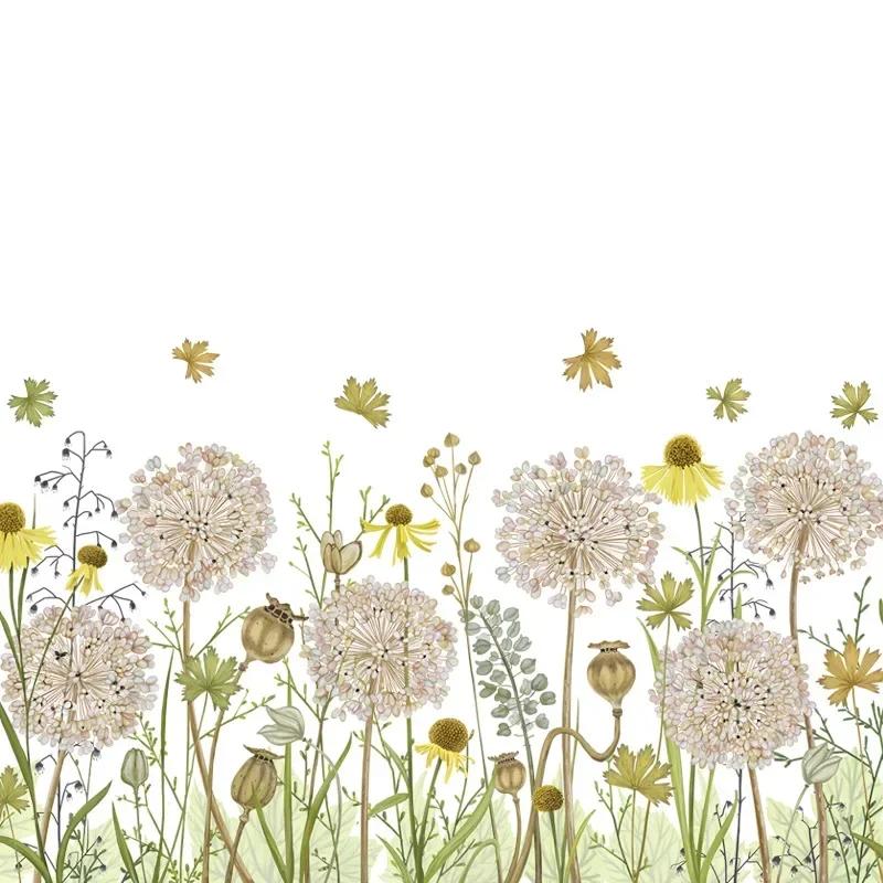 New Dandelion Wall Stick Living Room Bedroom Restoring Garden Art Plant Flower Kick Foot Line Self-stick Paper Decoration