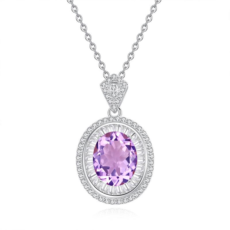 

New Sterling Silver Oval Necklace Natural Crystal Stone Pendant Necklace Women s Niche Premium Light Luxury Versatile Clavicle Chain Daily Gifts 925 silver