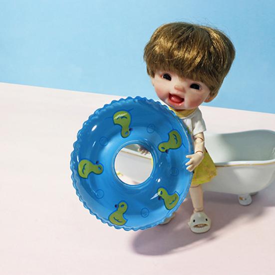 2Pcs Dollhouse Swim Ring Realistic Good Sealing PVC Cute Mini Doll Swimming Ring Miniature Ornament for Gift
