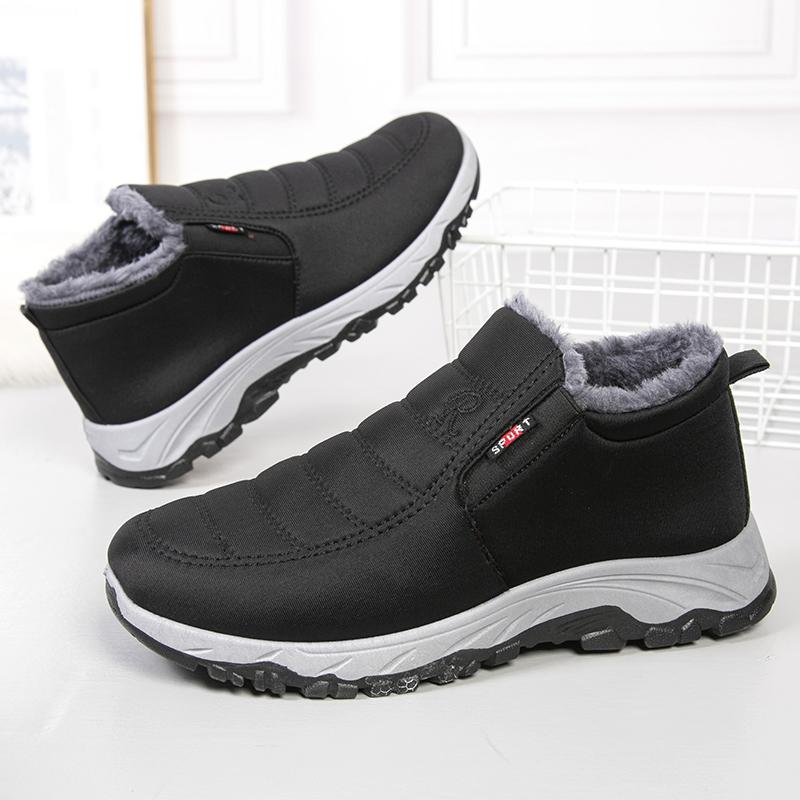 

Новые мужские зимние ботинки 2025 года, утепленные толстым хлопком, водонепроницаемые, противоскользящие, обувь для походов, рабочие ботинки, бесплатная доставка 45 чёрный