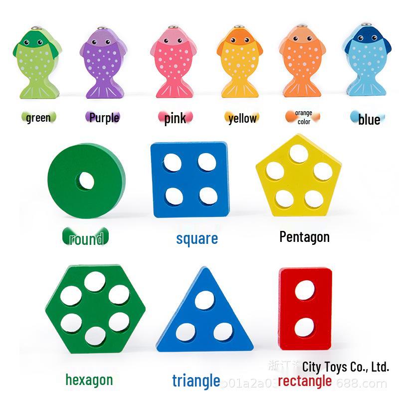 Montessori Wooden Educational Toy: Geometric Shape Recognition & Fishing Aid for Children