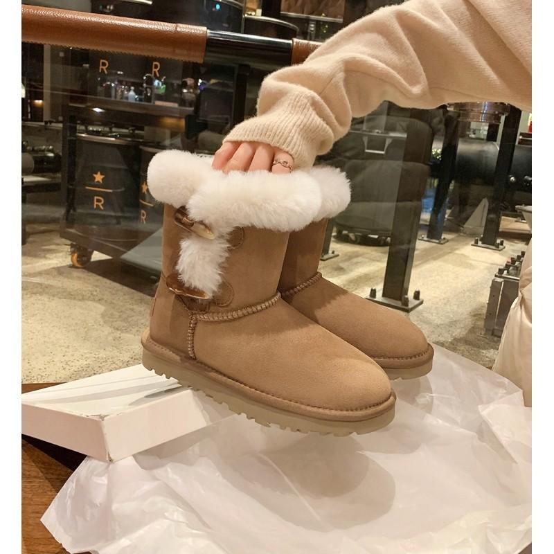 

Женские модные легкие зимние теплые меховые сноубутсы на мягкой подошве с пряжкой из коровьего рога, с подкладкой, нескользящие, повседневные спортивные хлопковые ботинки 40