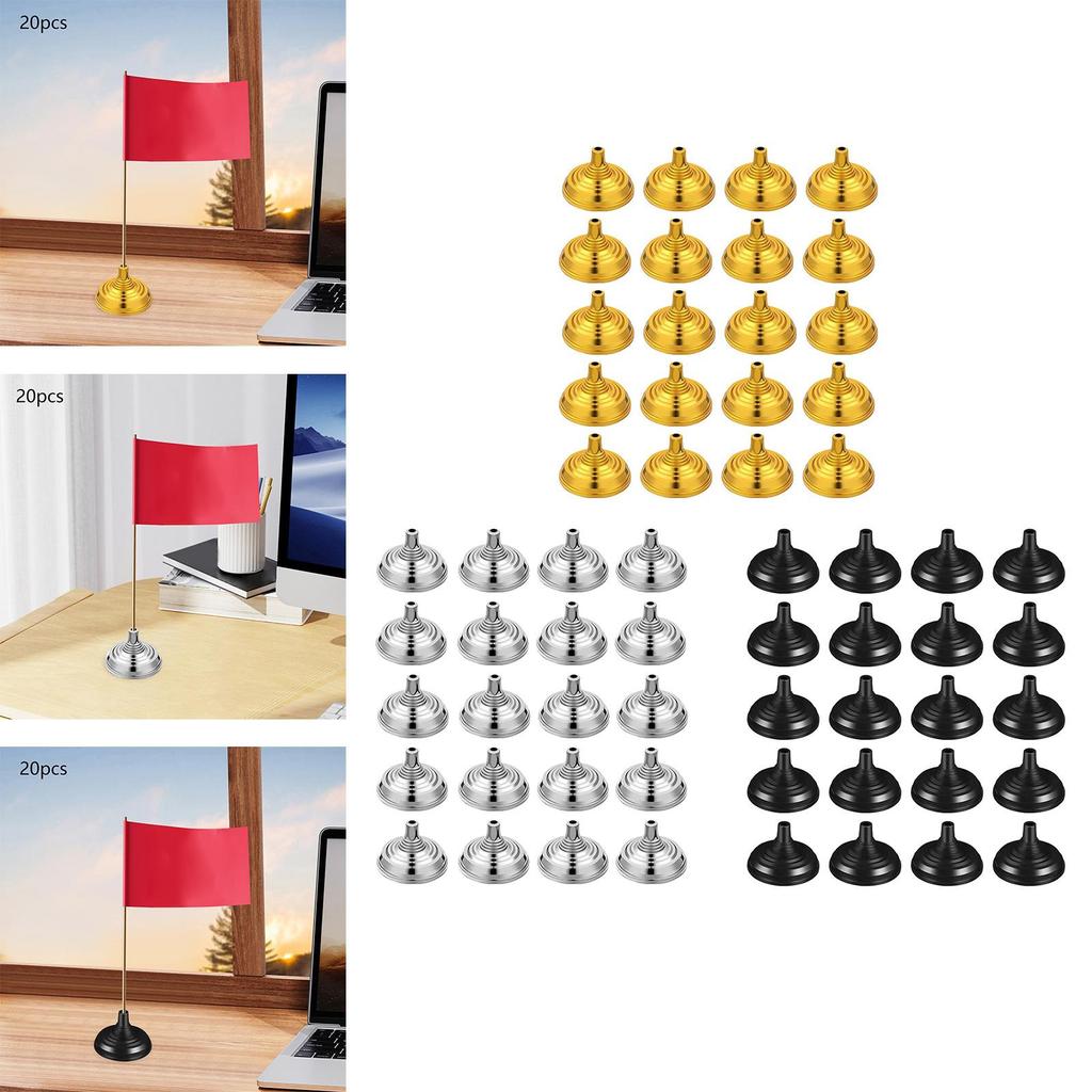 20 Pieces Miniature Flag Stand 5.5x3.5cm Accessories Hole Diameter 0.24inch Small Flag Base for Living Room Lightweight Sturdy