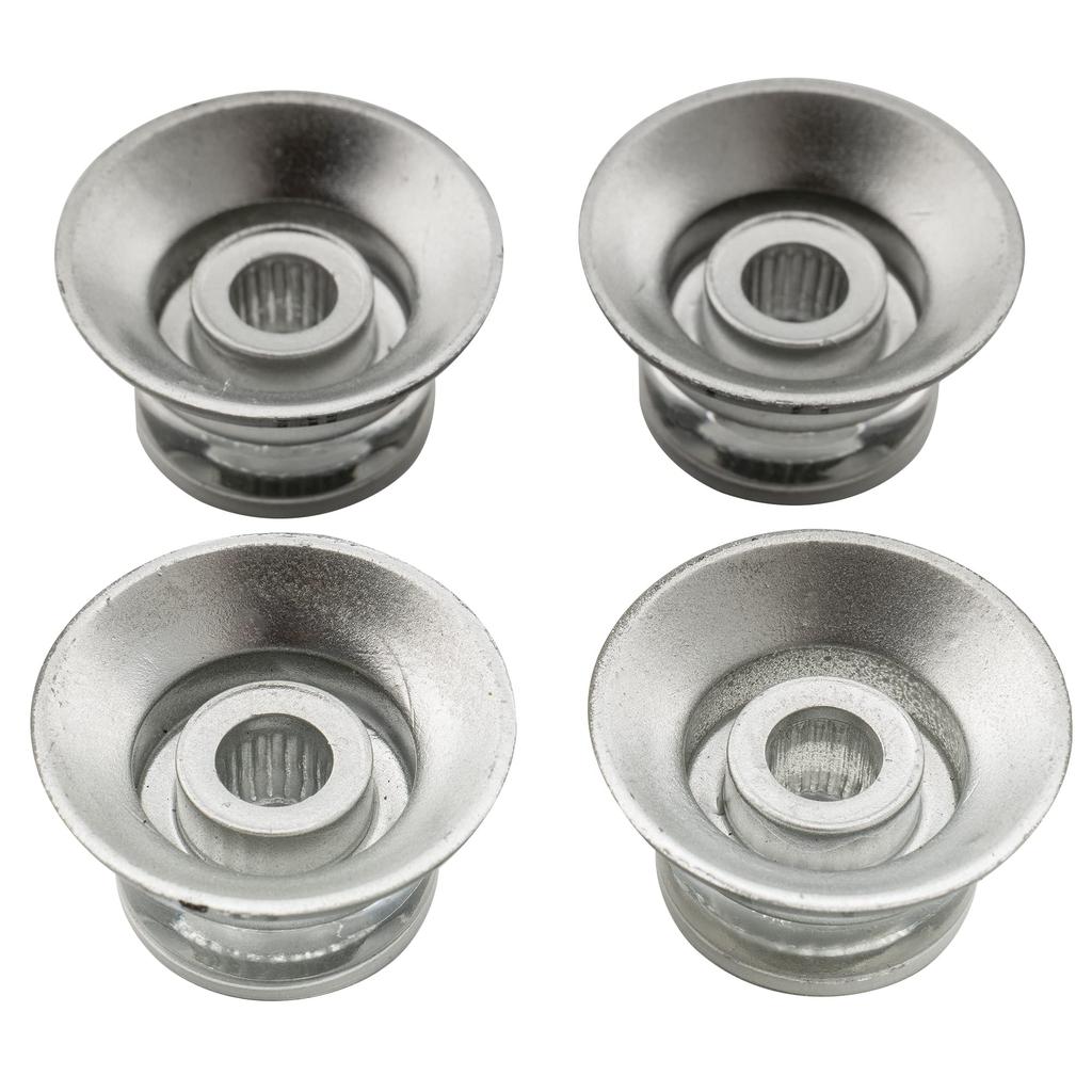 Musiclily Pro Metric Guitar Reflector Knobs, 2 Volume and 2 Tone, for SG Split Shaft Pots, Silver/Silver Top (Set of 4)