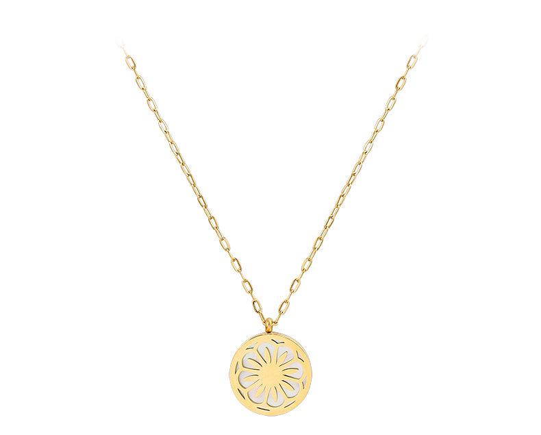 European & American Style Winter Christmas Sweater with White Seashell & Daisy Pendant Necklace for Women - Titanium Steel P802