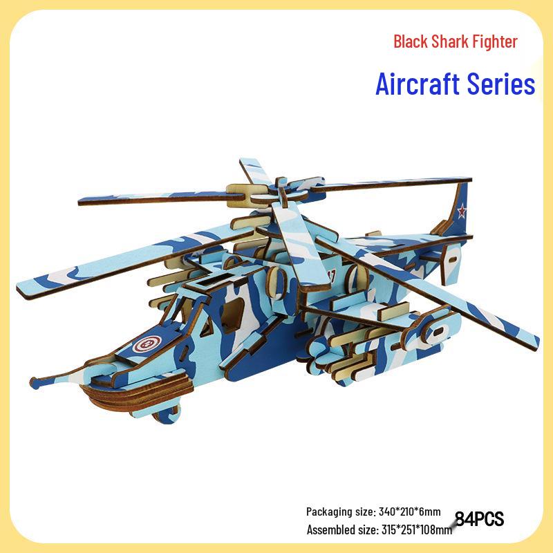 Handmade 3D Wooden Military Tank Model Puzzle for Children