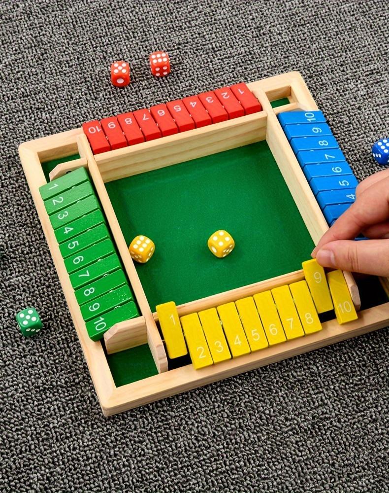 Colorful Wooden Four-Sided Number Folding Board Game Interactive Dice Card Game for Toddlers, Develops Fine Motor Skills Cognitive Abilities,