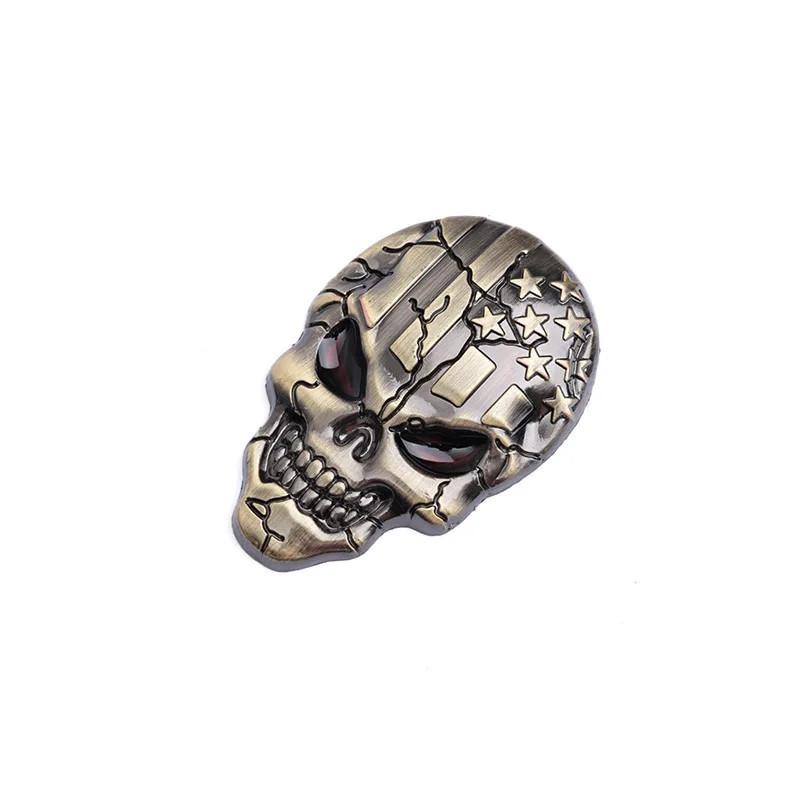 3D Car Sticker Metal Skull Sticker US Flag Skull Printed Modification Decorative Sticker Personality Car Sticker 1PC