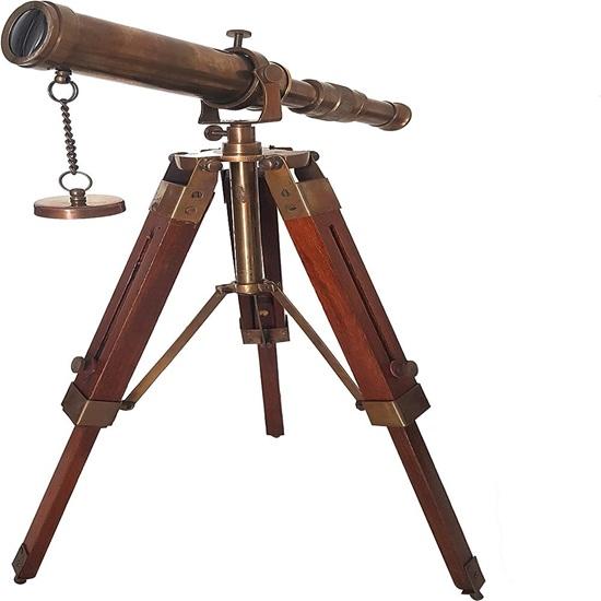 Brass Telescope with Wooden Tripod Nautical Home Decor irthday Gift