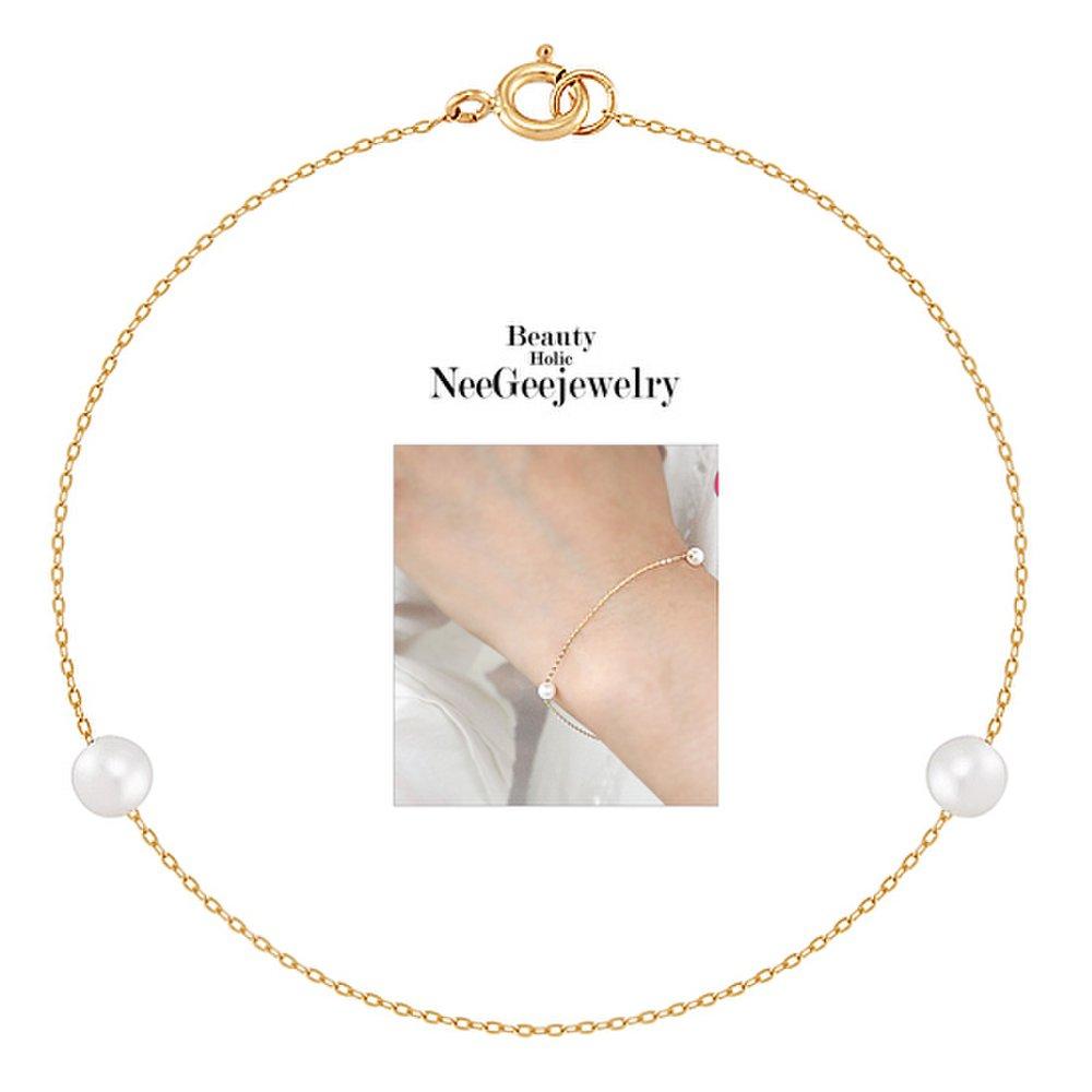 

[Neegee] 14K Gold Pointing Double Ball Bracelet