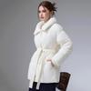 European Style 2025 Winter Stand Collar Cotton Jacket with Belt - Stylish, Chic Outerwear