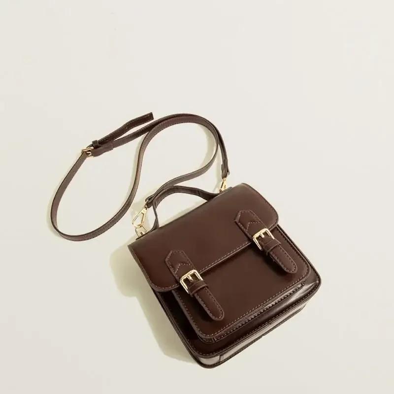 

Винтажный кожаный рюкзак для женщин Вместительные сумки через плечо Ретро-стиль в стиле британской академии Небольшие сумки через плечо для девочек