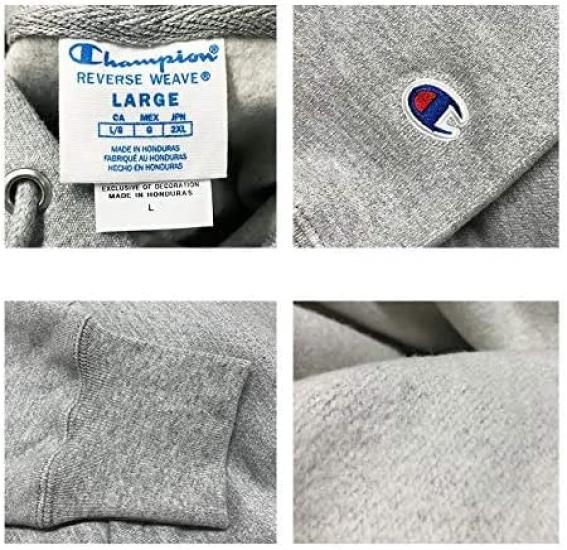 S101 Reverse Weave Pullover Hood Sweatshirt Single Color Blue Tag Silver [Champion] (L, Gray)
