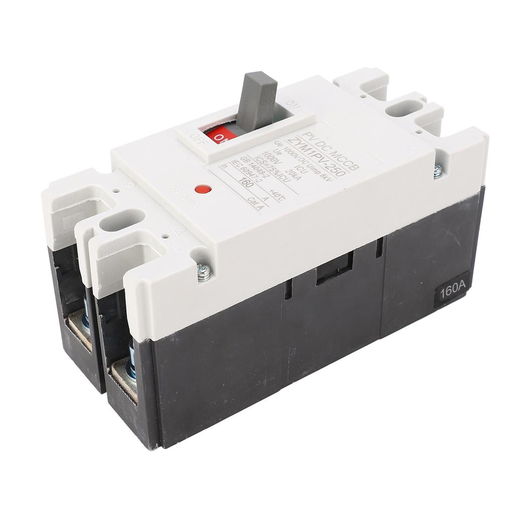 DC Circuit Breaker 2P 160A 20KA Breaking Plastic Shell Silver Alloy Contact Short Circuit Protection Switch 1000V