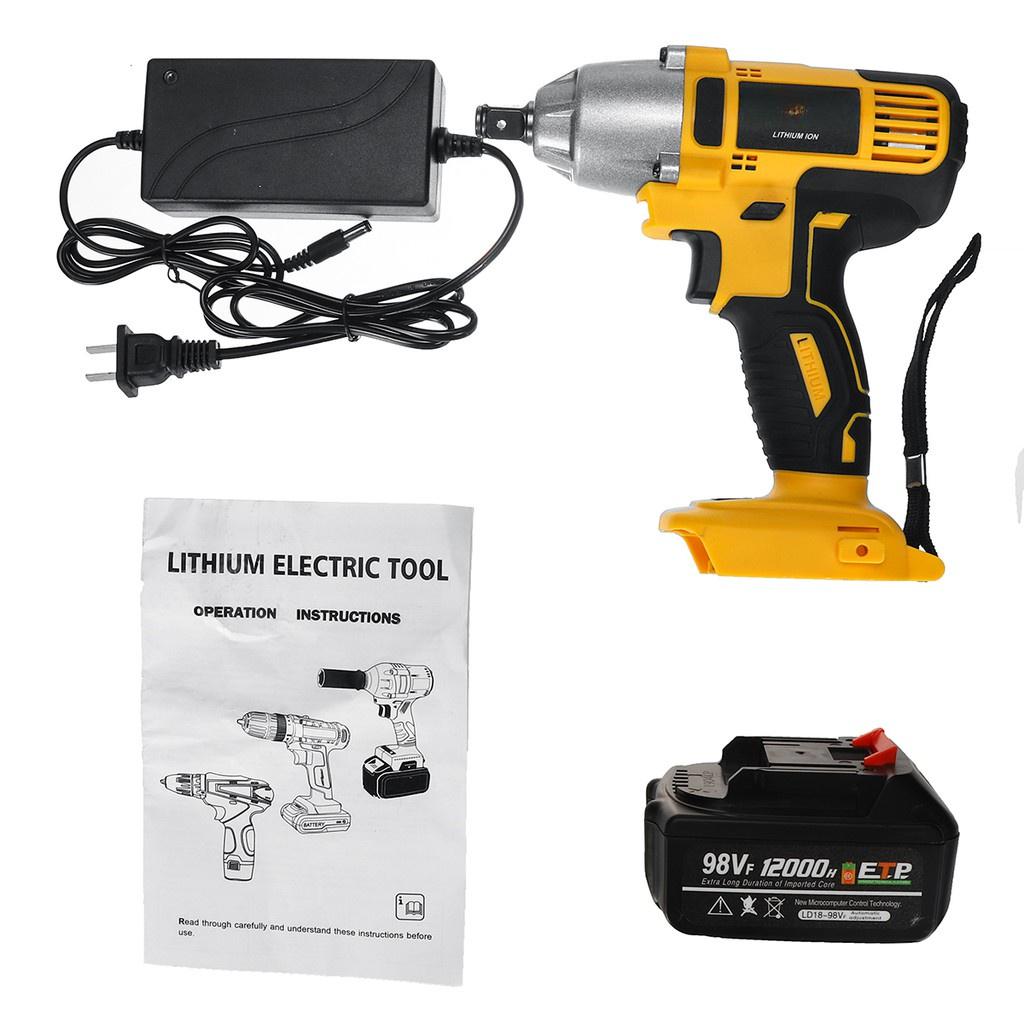 98VF 320NM 12000mAh 110-240V Cordless Electric Impact Wrench Drill Screwdriver
