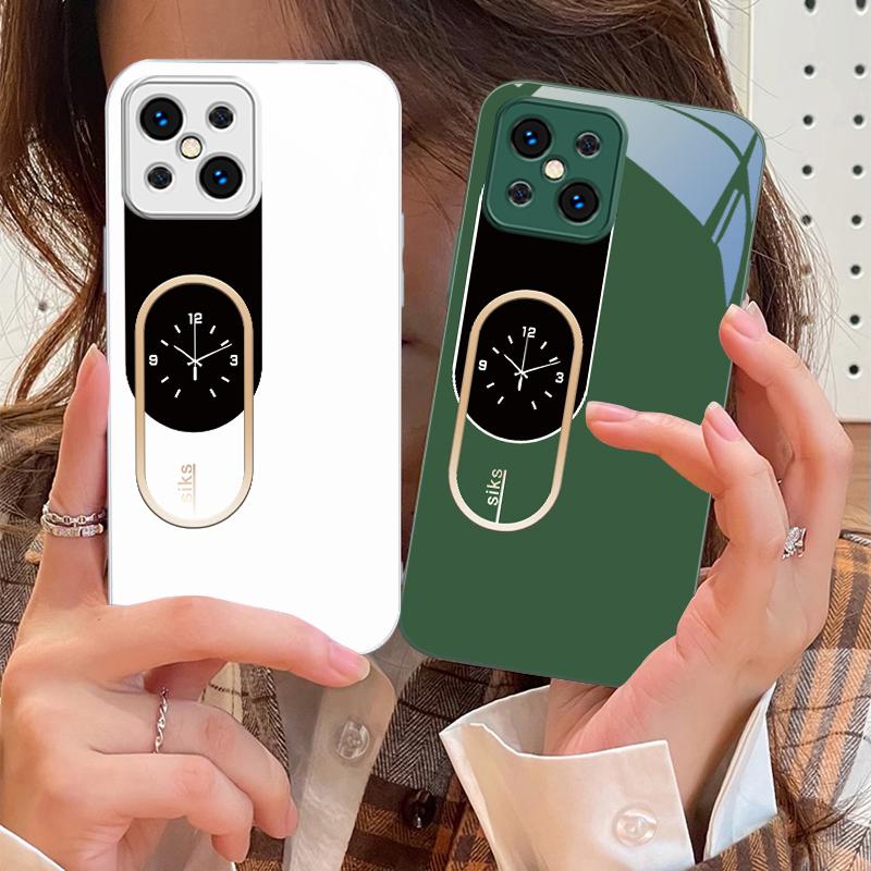 Wall Clock Color Pattern For Oppo Find X5 X8 Pro X3 Lite A72 58 73 54S F11 79 Reno 6 4Z 5G Nord N200 Tempered Glass Phone Case