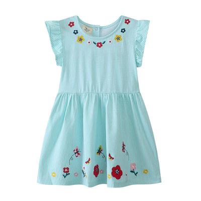 Sweet Plaid Knit Dress for Girls - European & American Style, Short-Sleeved, Summer Wear