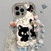 Black Cat Electroplated Case for Xiaomi 14, Civi 3, K50, K60, Redmi Note 13 Pro